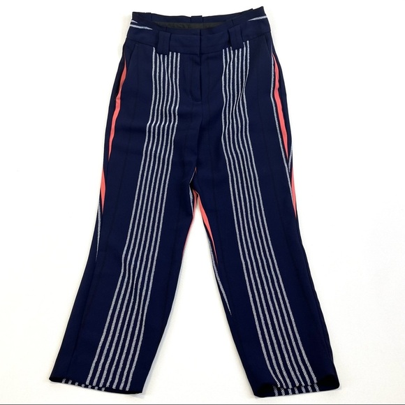 Express Pants - Express Women’s Blue‎ with White & Orange Stripes Tapered Dress Pants Size 2S